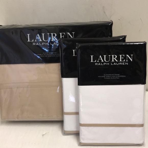 Lauren Ralph Lauren Spencer 475 TC Cotton Sateen 4 pc Sheet Set + 2 Euro Shams - Picture 7 of 12